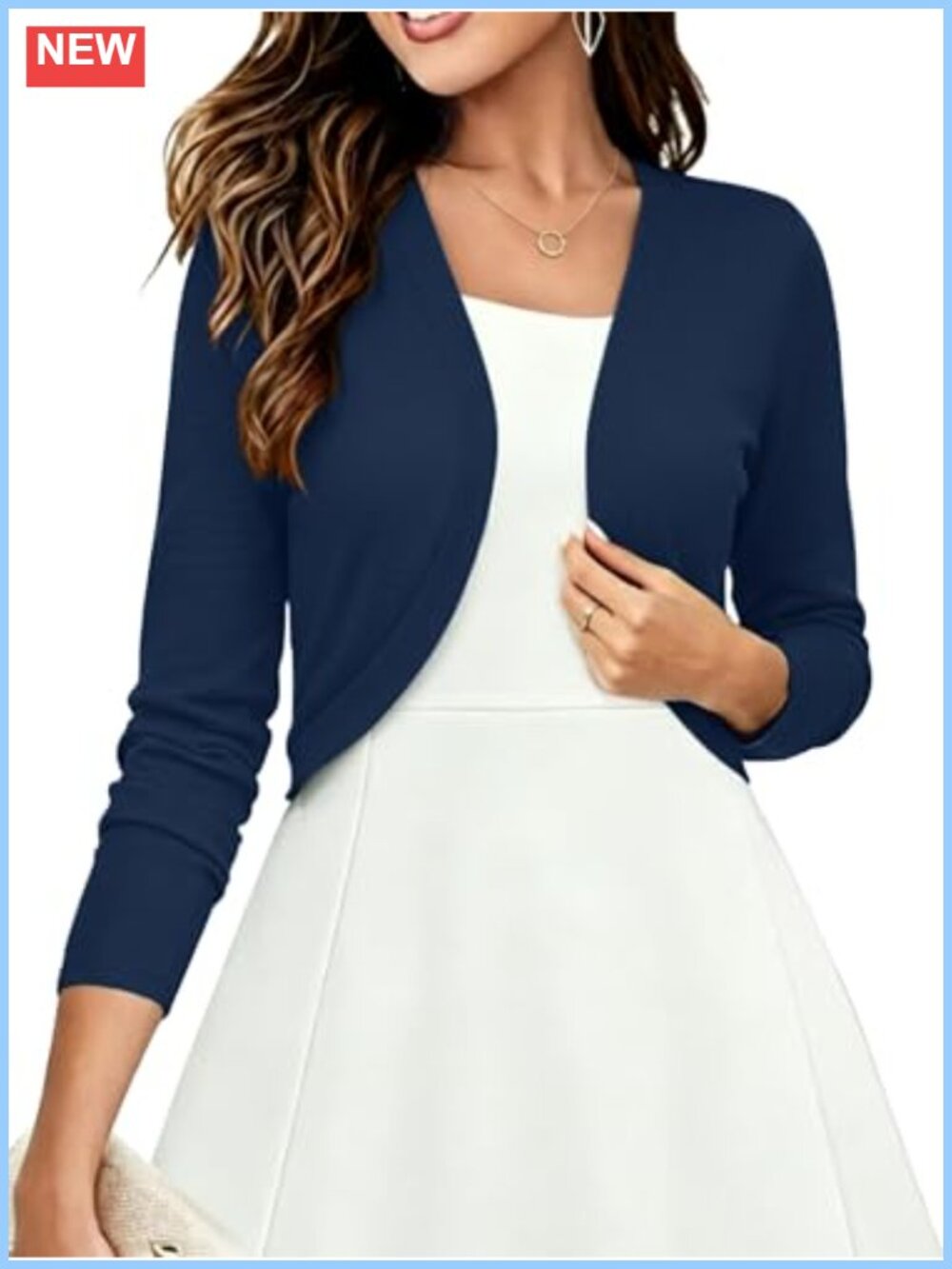Womens Lightweight Long Sleeve Cropped Shrug Cardigan